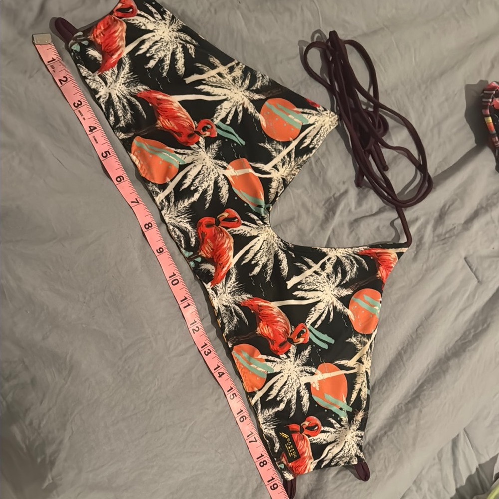 Tropical Print Bikini Top savage swim reversible euc size large